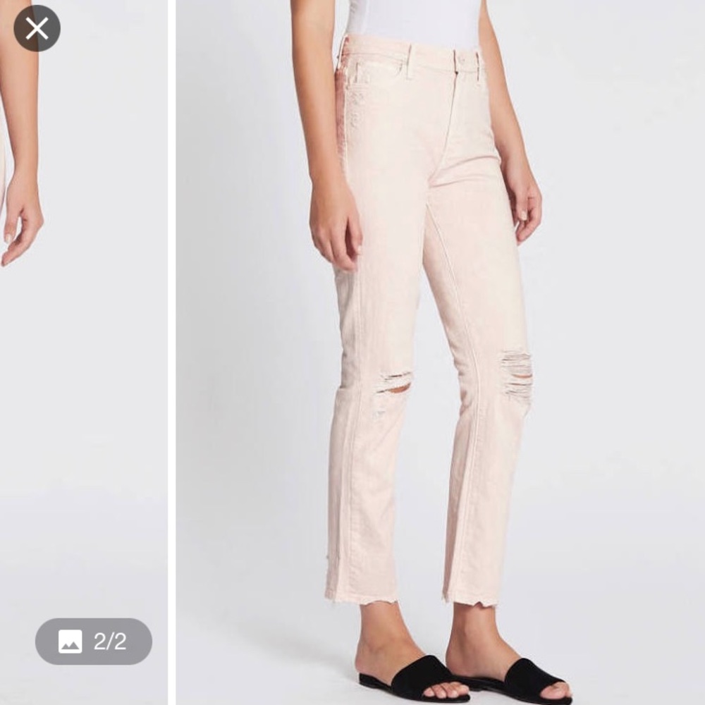 MOTHER SUPERIOR PINK NWT HIGH WAIST DESTROYED JEANS